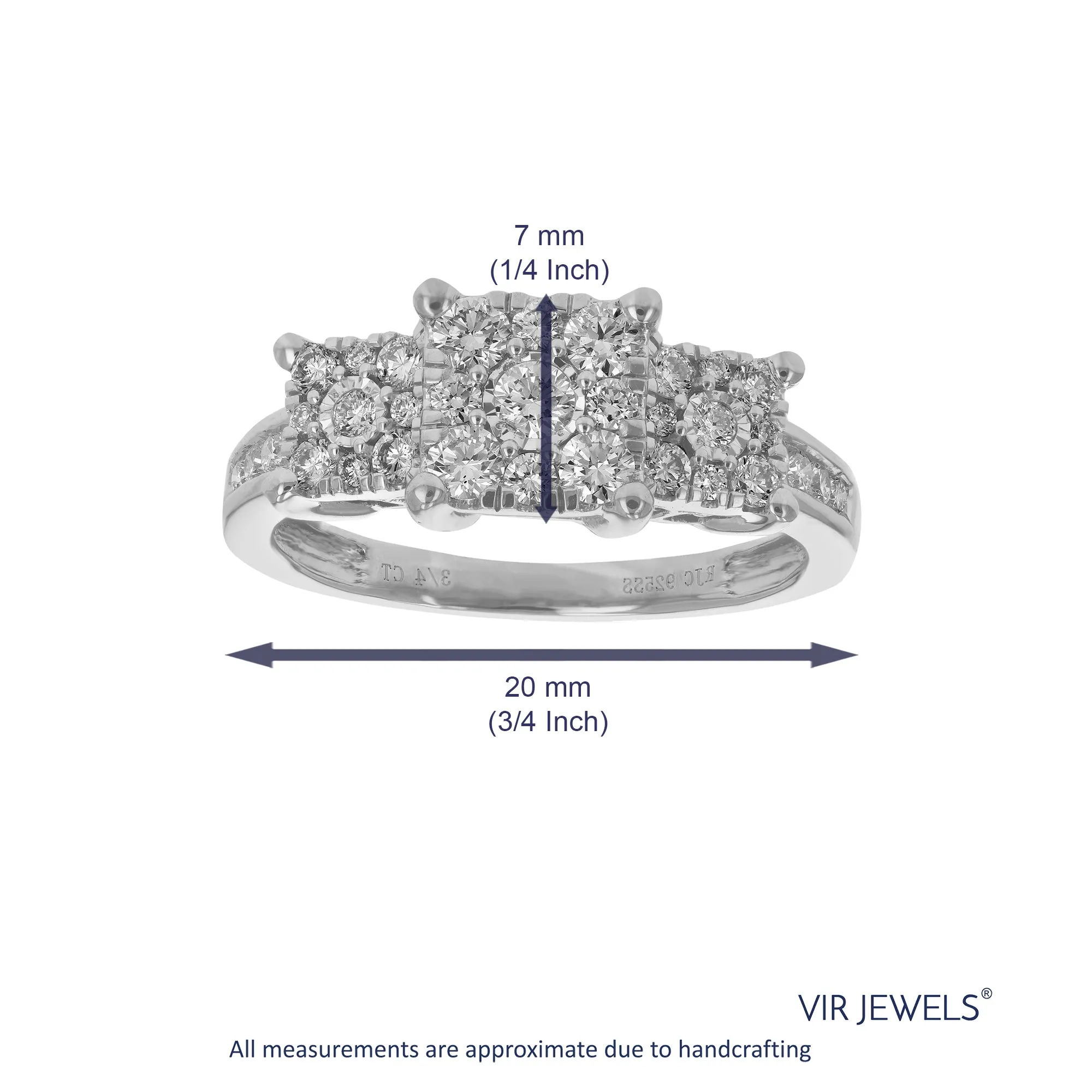 3/4 cttw Three Lab Grown Diamond Engagement Rings Sterling Silver