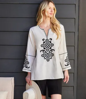3/4 Sleeve Embroidered Tunic