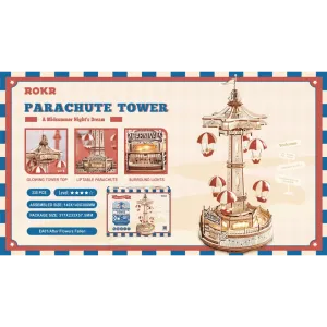 3D Electro-Mechanical Wooden Puzzle: Parachute Tower