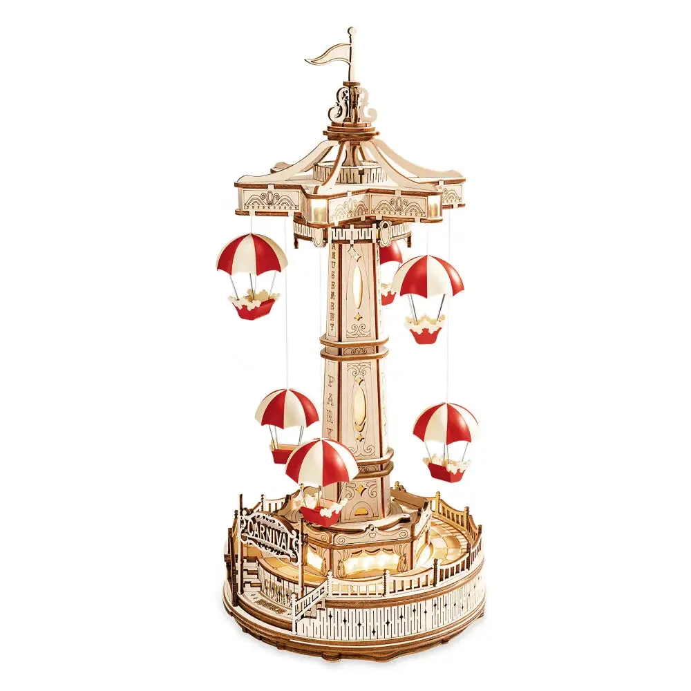 3D Electro-Mechanical Wooden Puzzle: Parachute Tower