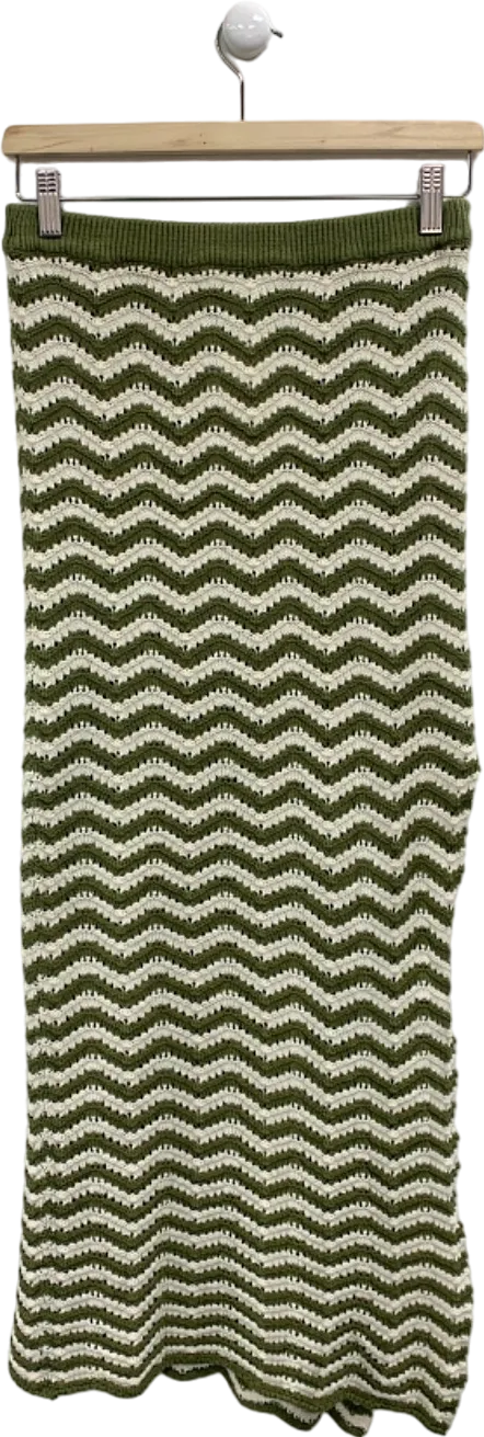 4th & Reckless Green Zigzag Knit Skirt UK 8