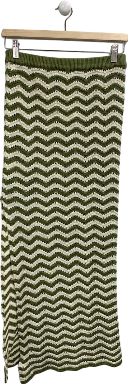4th & Reckless Green Zigzag Knit Skirt UK 8