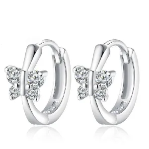 925 Sterling Silver Earrings Filled CZ Butterfly Design