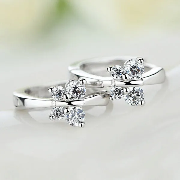 925 Sterling Silver Earrings Filled CZ Butterfly Design