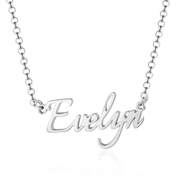 925 Sterling Silver Personalized Custom Nameplate Pendant Necklace, Beautiful Gift for Women