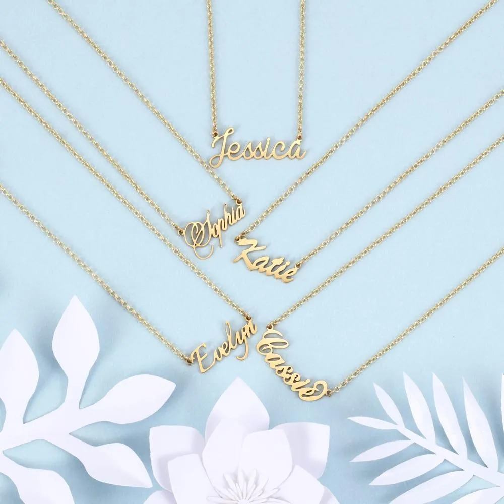 925 Sterling Silver Personalized Custom Nameplate Pendant Necklace, Beautiful Gift for Women
