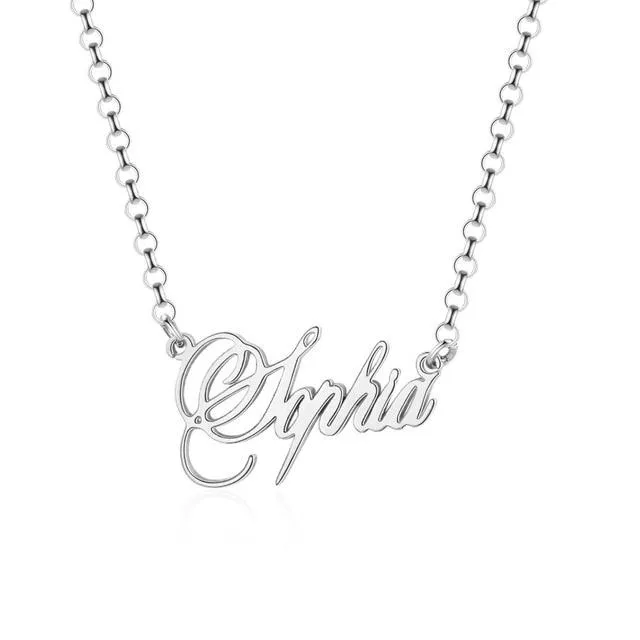 925 Sterling Silver Personalized Custom Nameplate Pendant Necklace, Beautiful Gift for Women