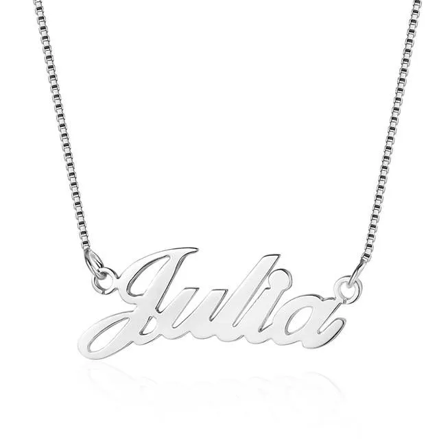 925 Sterling Silver Personalized Custom Nameplate Pendant Necklace, Beautiful Gift for Women