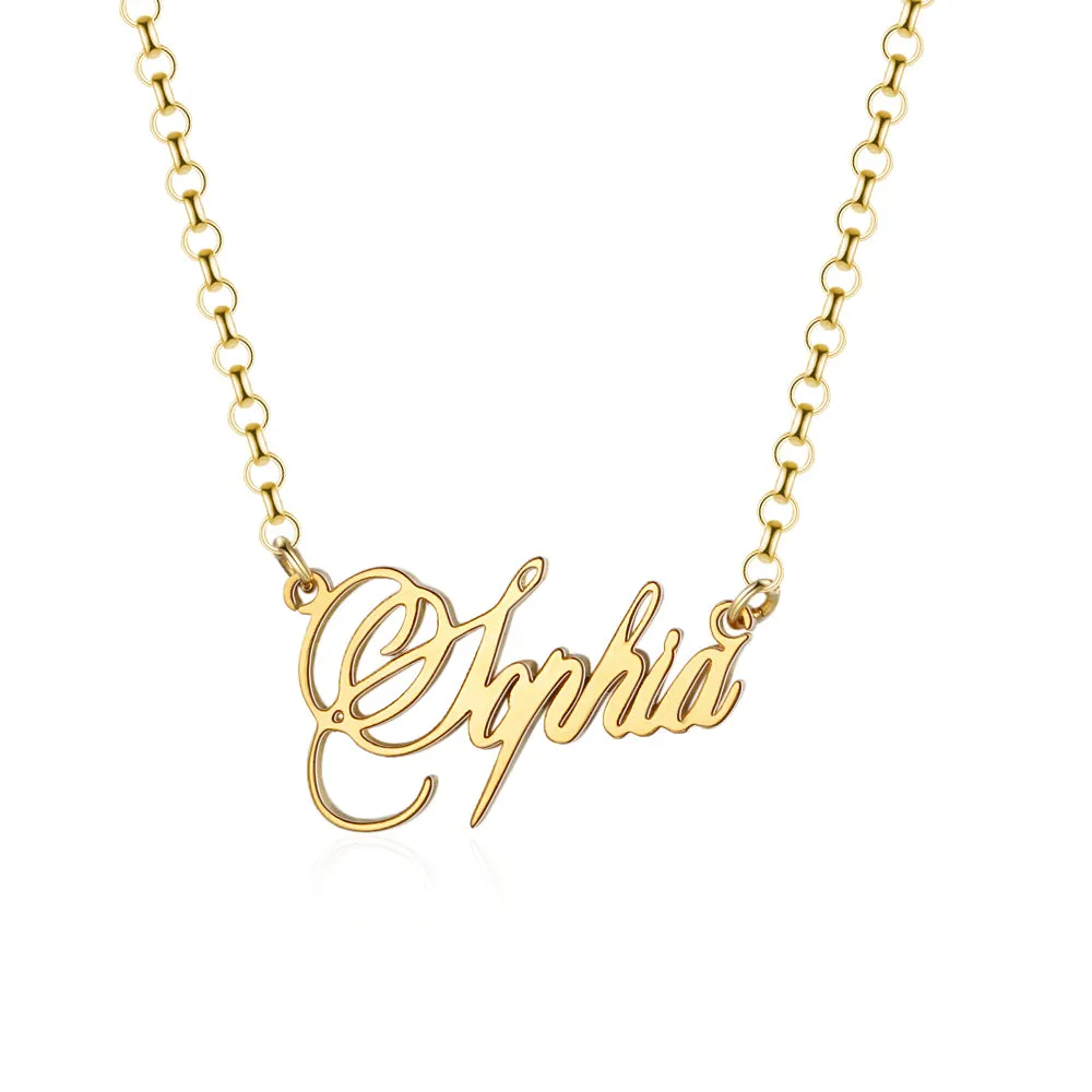 925 Sterling Silver Personalized Custom Nameplate Pendant Necklace, Beautiful Gift for Women