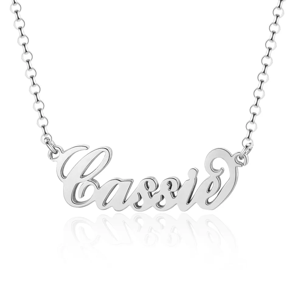925 Sterling Silver Personalized Custom Nameplate Pendant Necklace, Beautiful Gift for Women