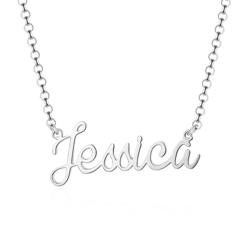 925 Sterling Silver Personalized Custom Nameplate Pendant Necklace, Beautiful Gift for Women