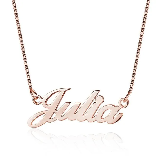 925 Sterling Silver Personalized Custom Nameplate Pendant Necklace, Beautiful Gift for Women