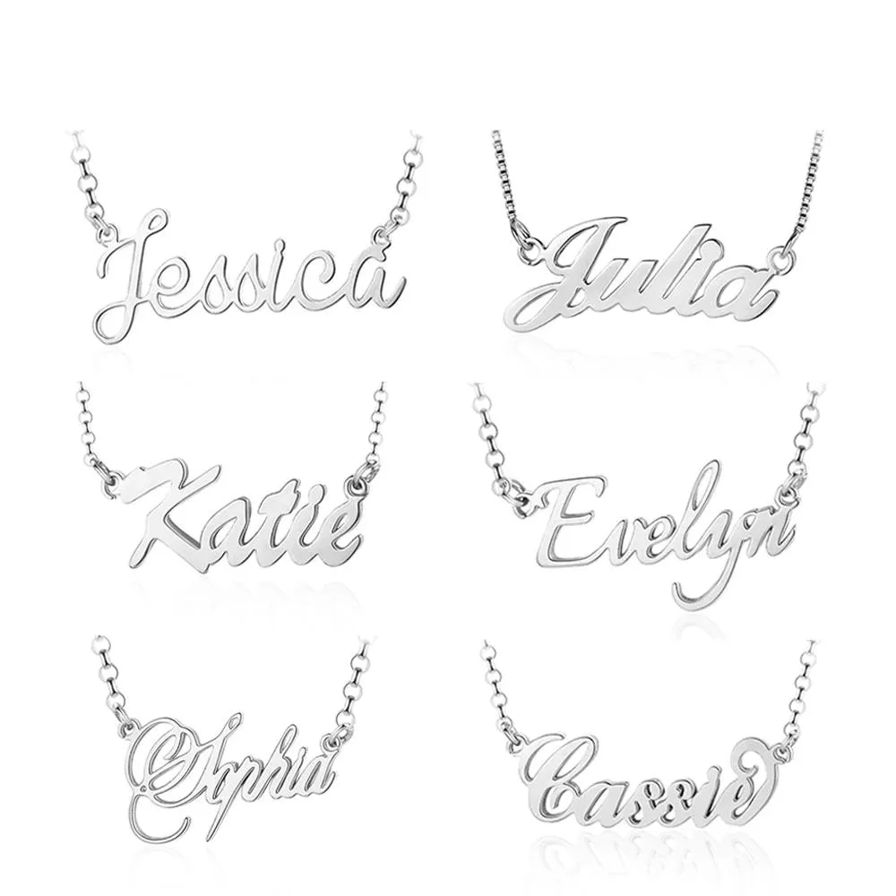 925 Sterling Silver Personalized Custom Nameplate Pendant Necklace, Beautiful Gift for Women