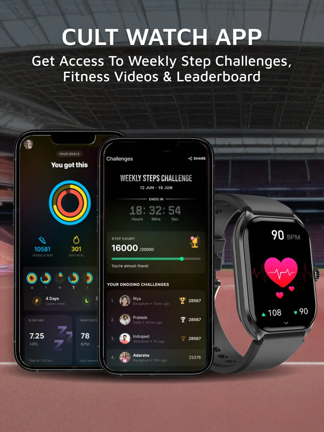 Ace X1 2.04" Amoled Display,1000 NITS, Sleek & Premium Smartwatch (Black Silicone Strap)