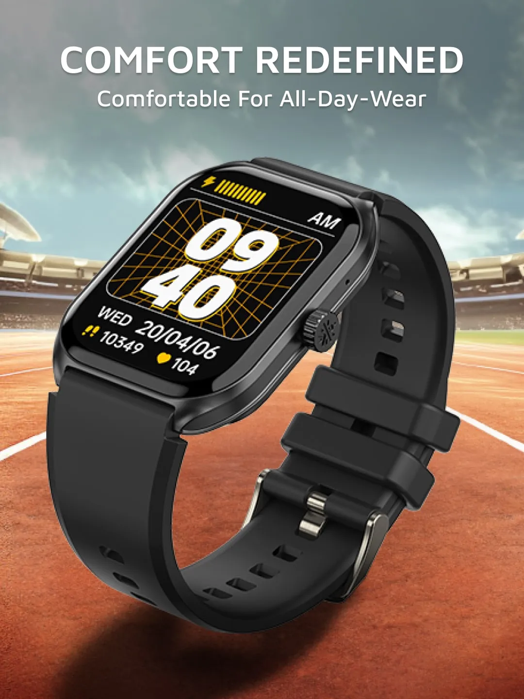 Ace X1 2.04" Amoled Display,1000 NITS, Sleek & Premium Smartwatch (Black Silicone Strap)