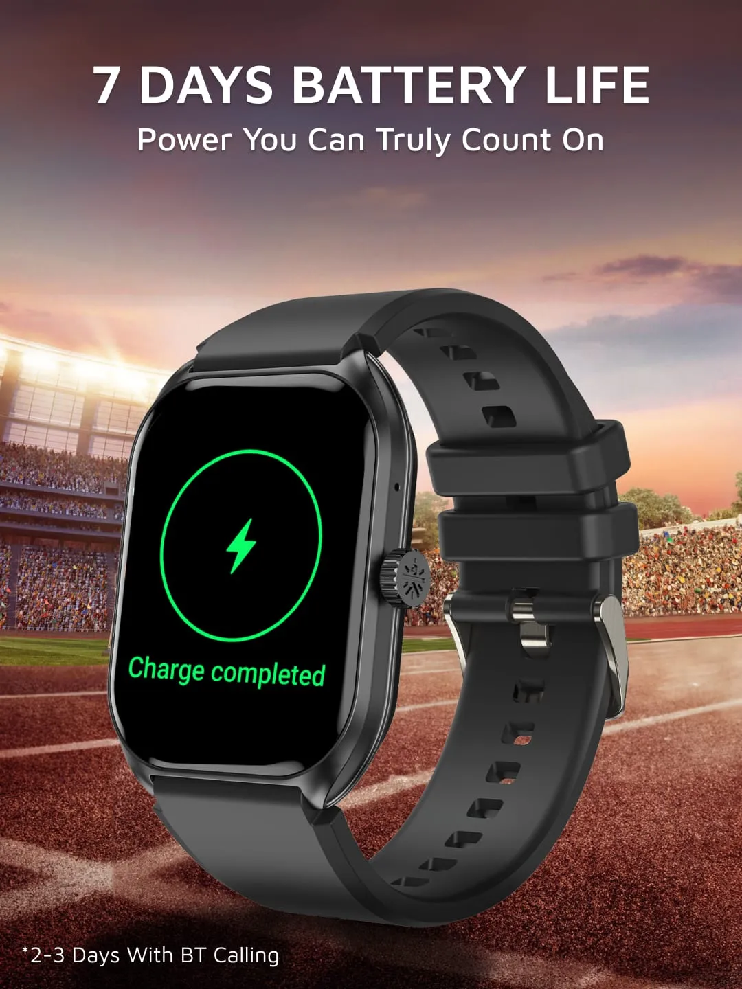 Ace X1 2.04" Amoled Display,1000 NITS, Sleek & Premium Smartwatch (Black Silicone Strap)