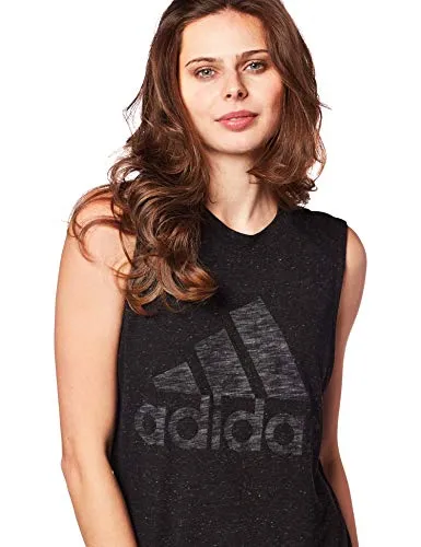 adidas Women's Athletics Graphic Drop Hem Muscle Tee, Black, 2XS