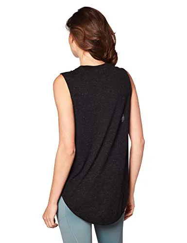 adidas Women's Athletics Graphic Drop Hem Muscle Tee, Black, 2XS