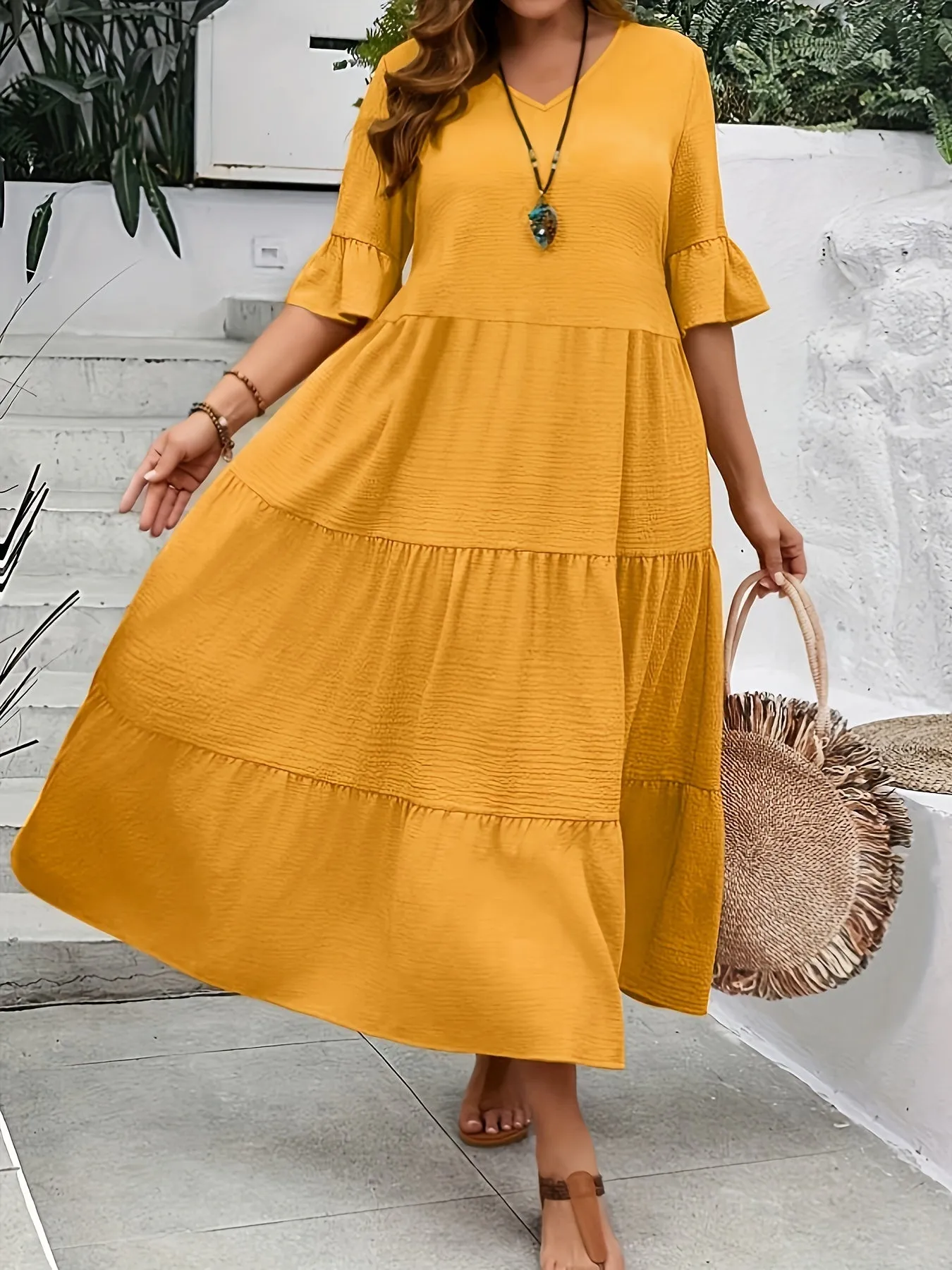 Aimee | Plus Size V-Neck Dress