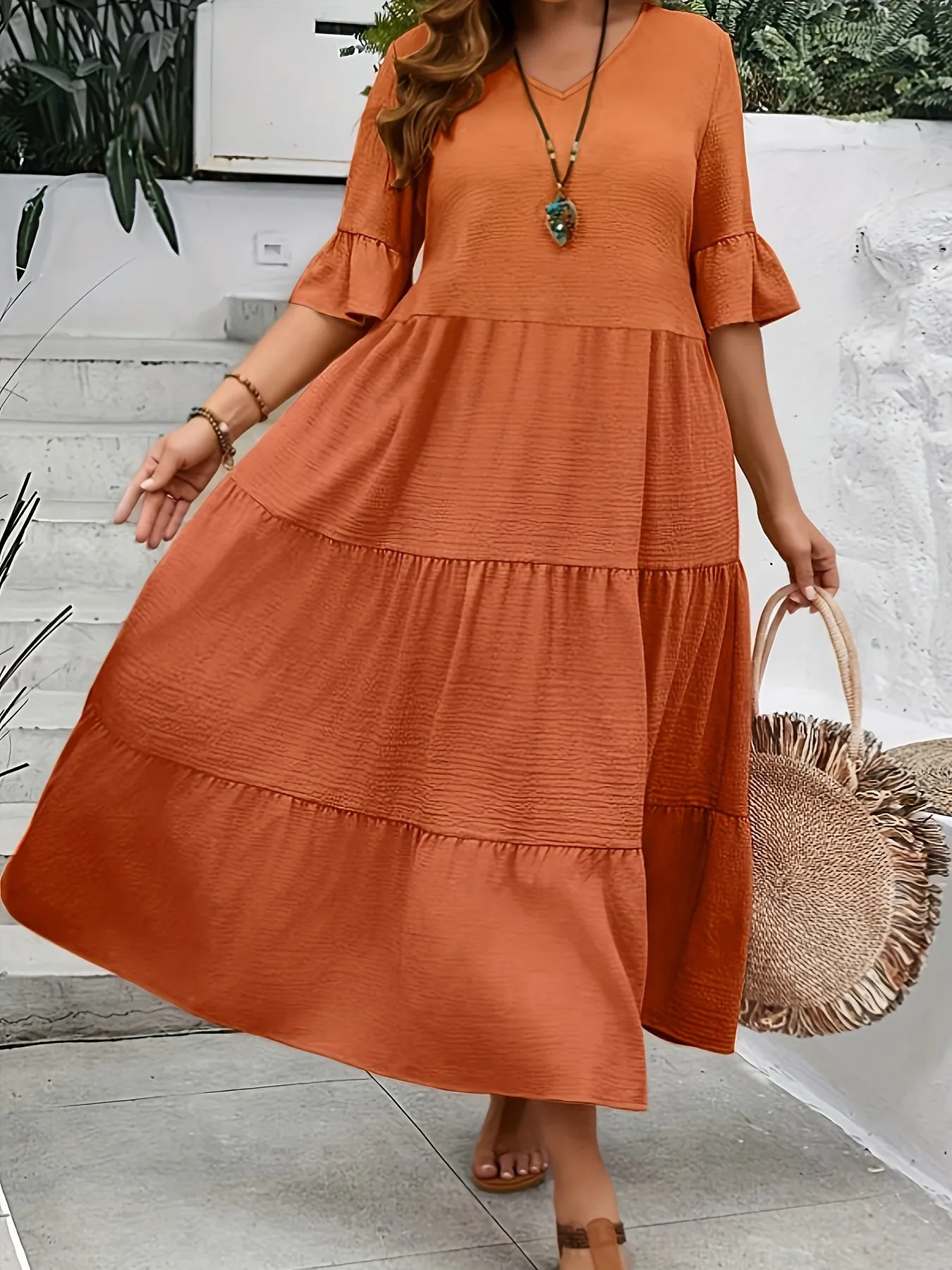 Aimee | Plus Size V-Neck Dress