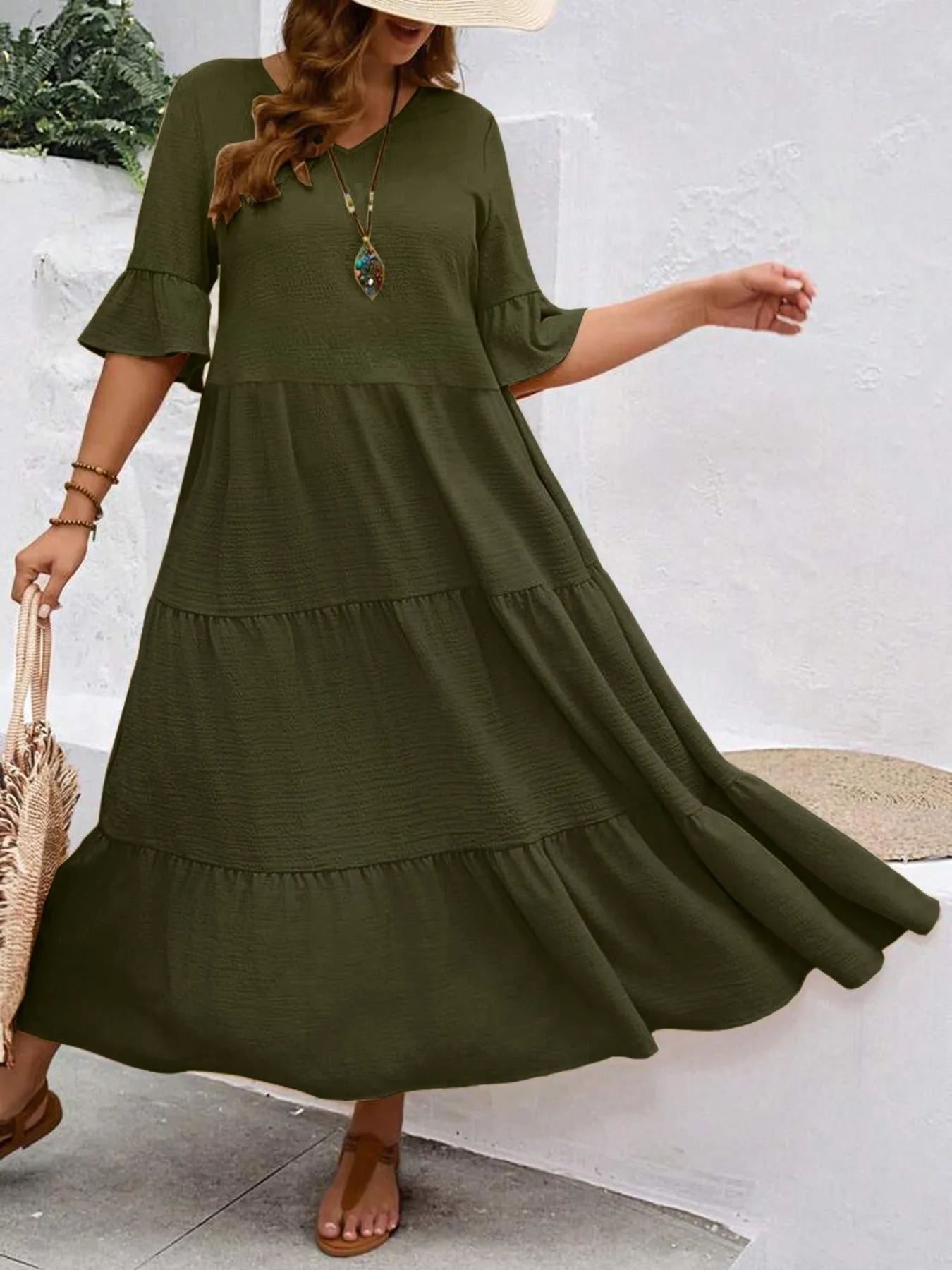 Aimee | Plus Size V-Neck Dress