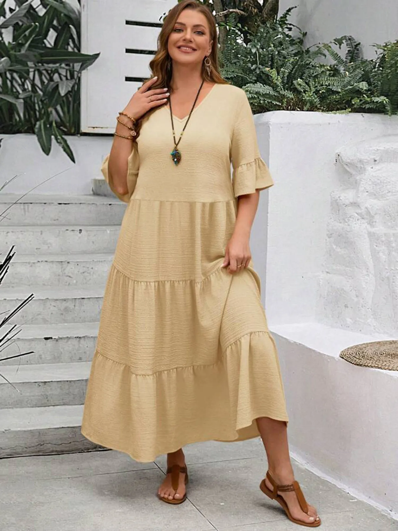 Aimee | Plus Size V-Neck Dress