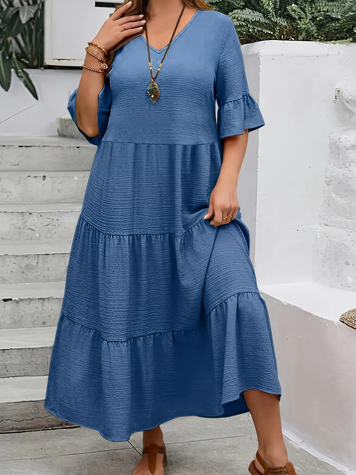 Aimee | Plus Size V-Neck Dress