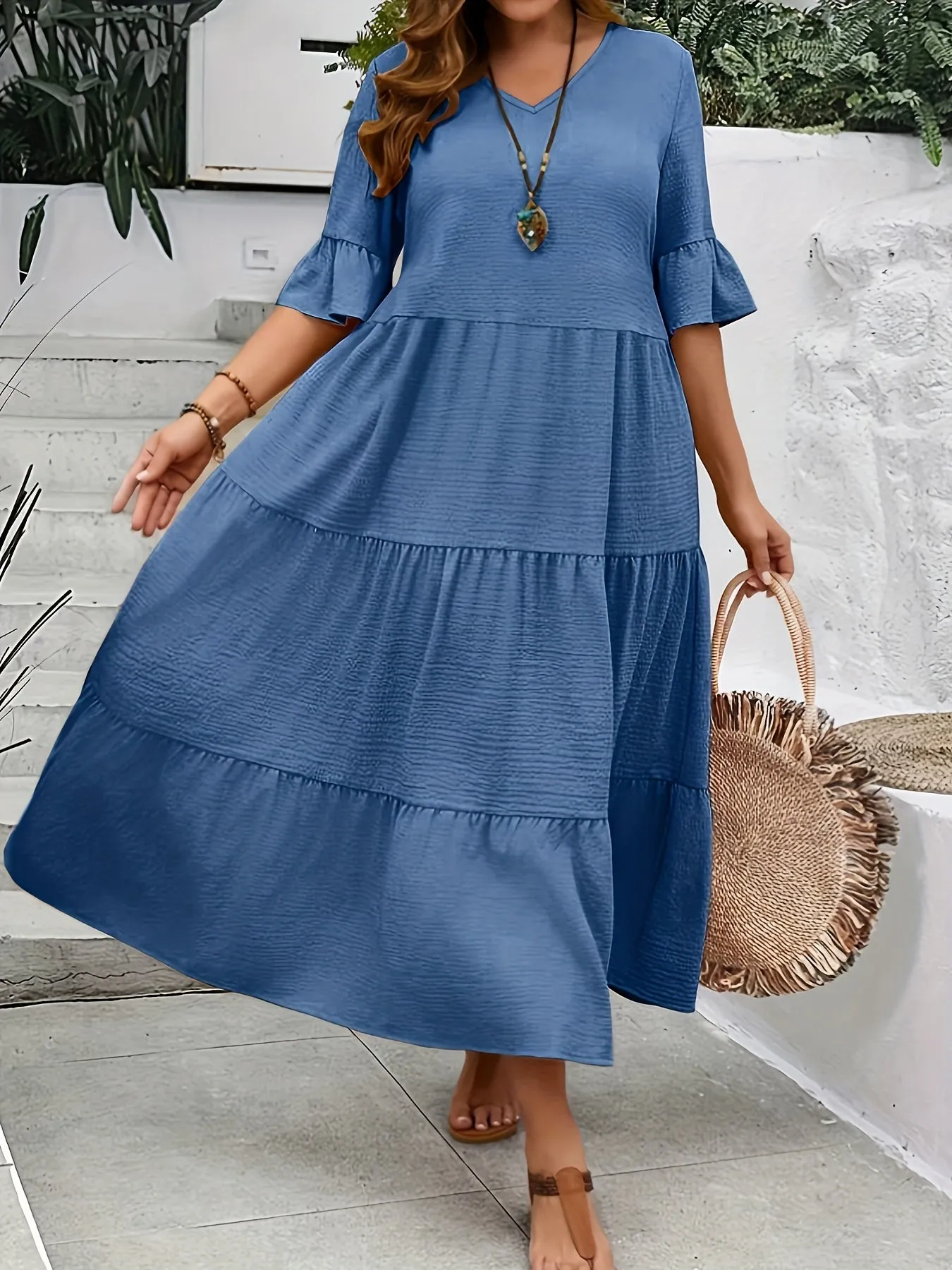 Aimee | Plus Size V-Neck Dress