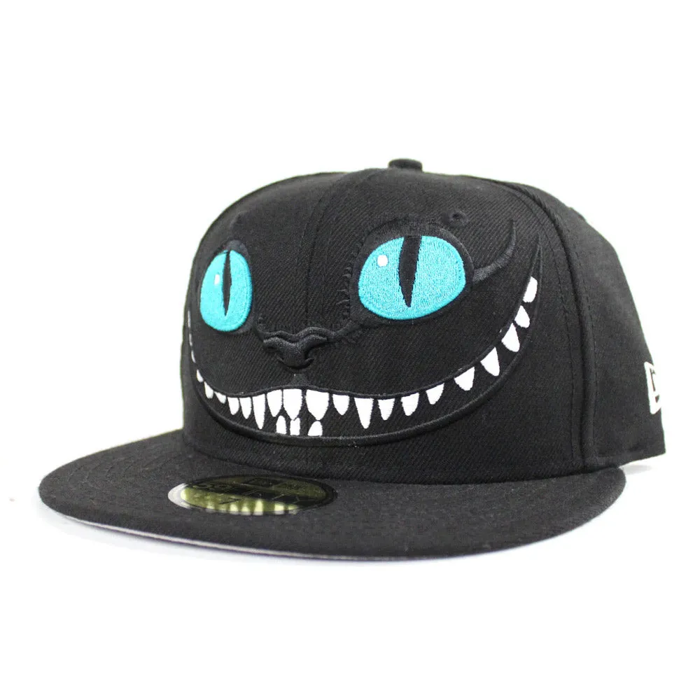 ALICE IN WONDERLAND X NEW ERA CAP CHESHIRE CAT New Era 59Fifty Fitteds Hats (Black Gray Under Brim)