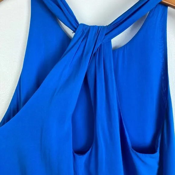 Alice   Olivia Audry Twisted Y Back Silk Dress in Marina Blue Sleeveless size S