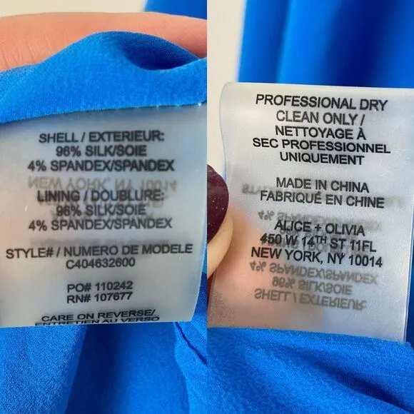 Alice   Olivia Audry Twisted Y Back Silk Dress in Marina Blue Sleeveless size S