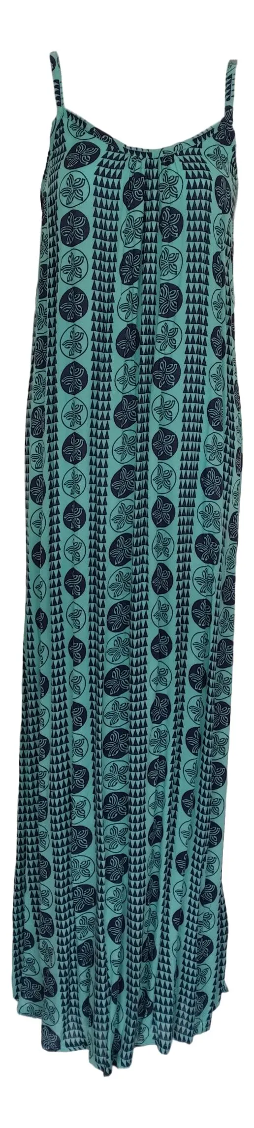 Aloha Royale - Bali Dress - Long - Hawaiian Plumeria -  Aqua Splash and Acai