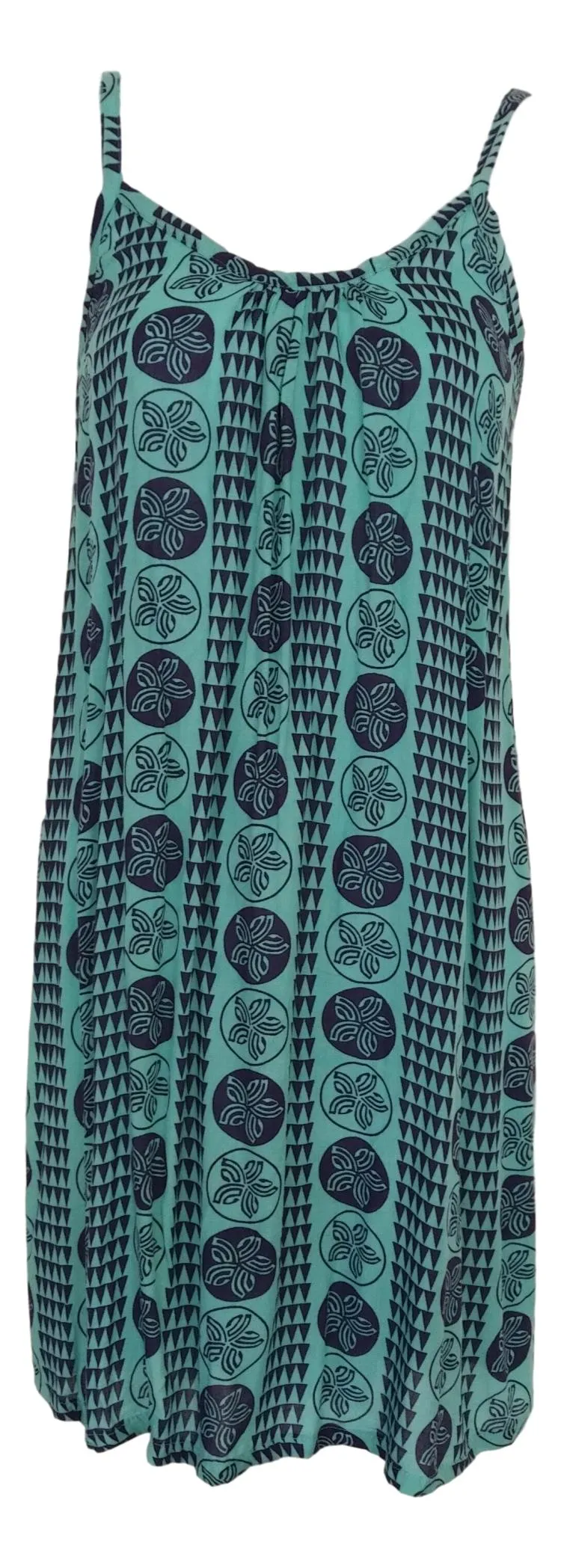 Aloha Royale - Bali Dress - Short -  Hawaiian Plumeria - Aqua Splash and Acai