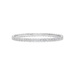 Alternate Baguette and Round Diamond Flex Bangle