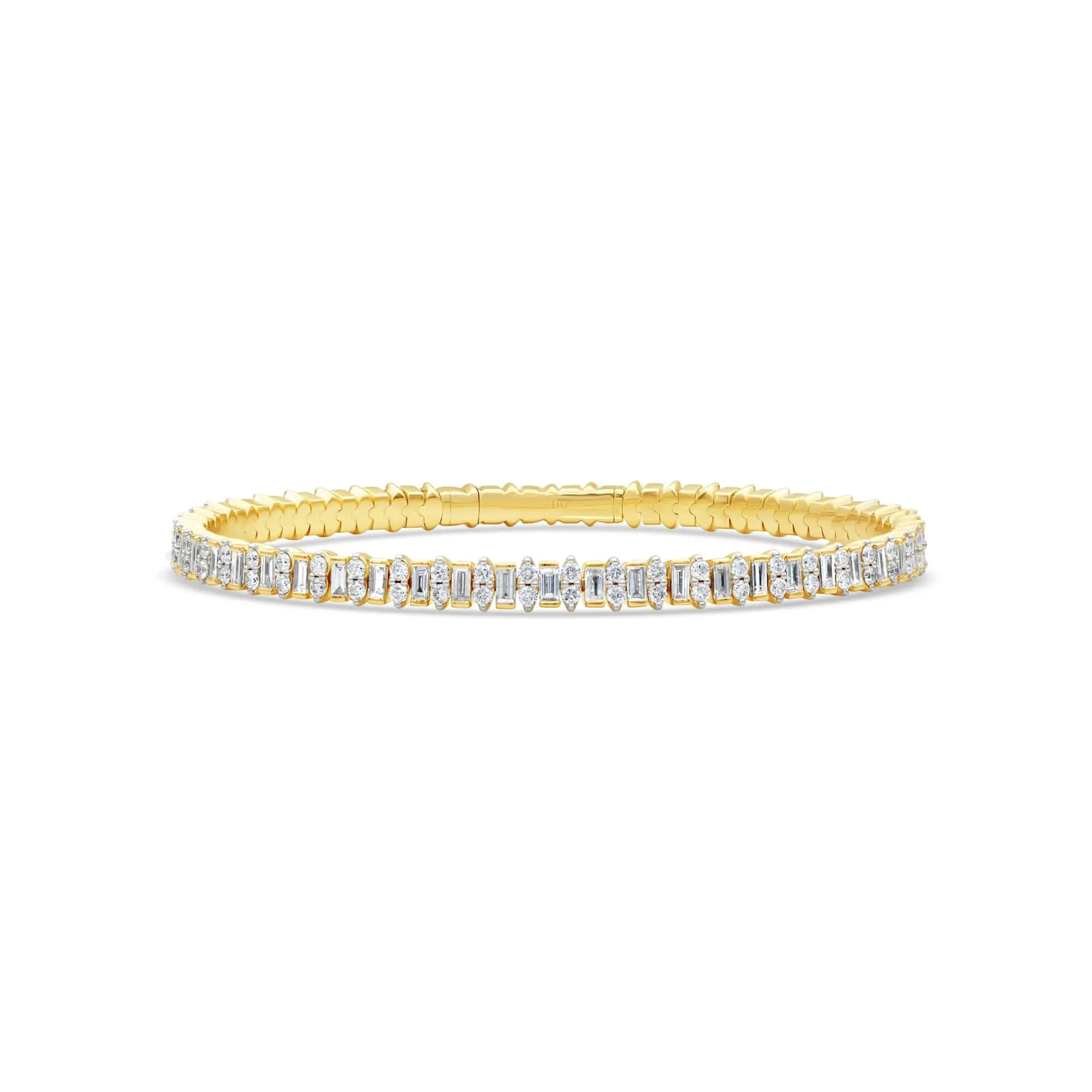 Alternate Baguette and Round Diamond Flex Bangle