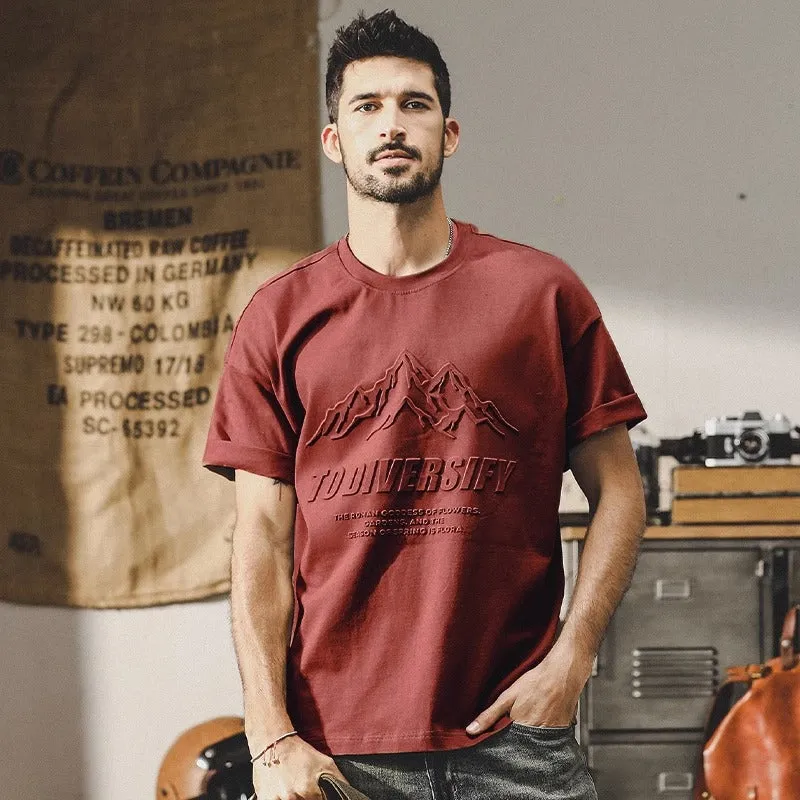 American 3D Mountain Fine Cotton Large-size T-shirt