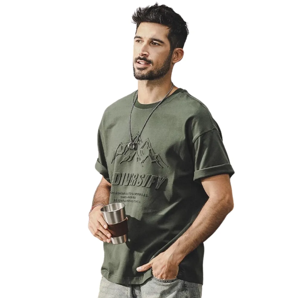 American 3D Mountain Fine Cotton Large-size T-shirt
