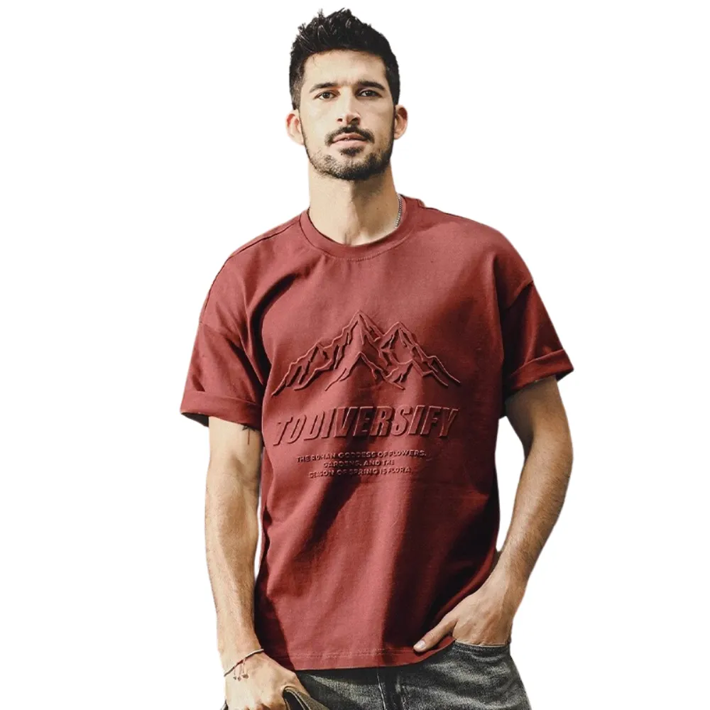 American 3D Mountain Fine Cotton Large-size T-shirt