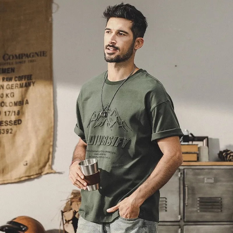 American 3D Mountain Fine Cotton Large-size T-shirt