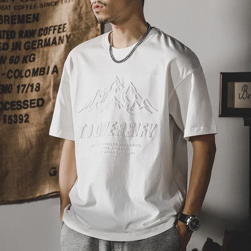 American 3D Mountain Fine Cotton Large-size T-shirt