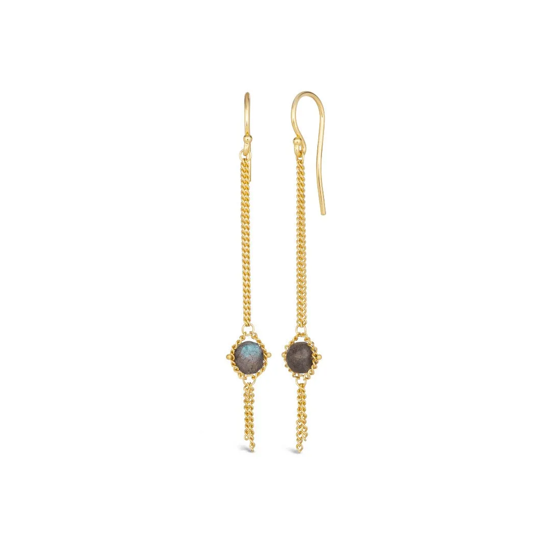 Amáli Labradorite Textile Dewdrop Earrings