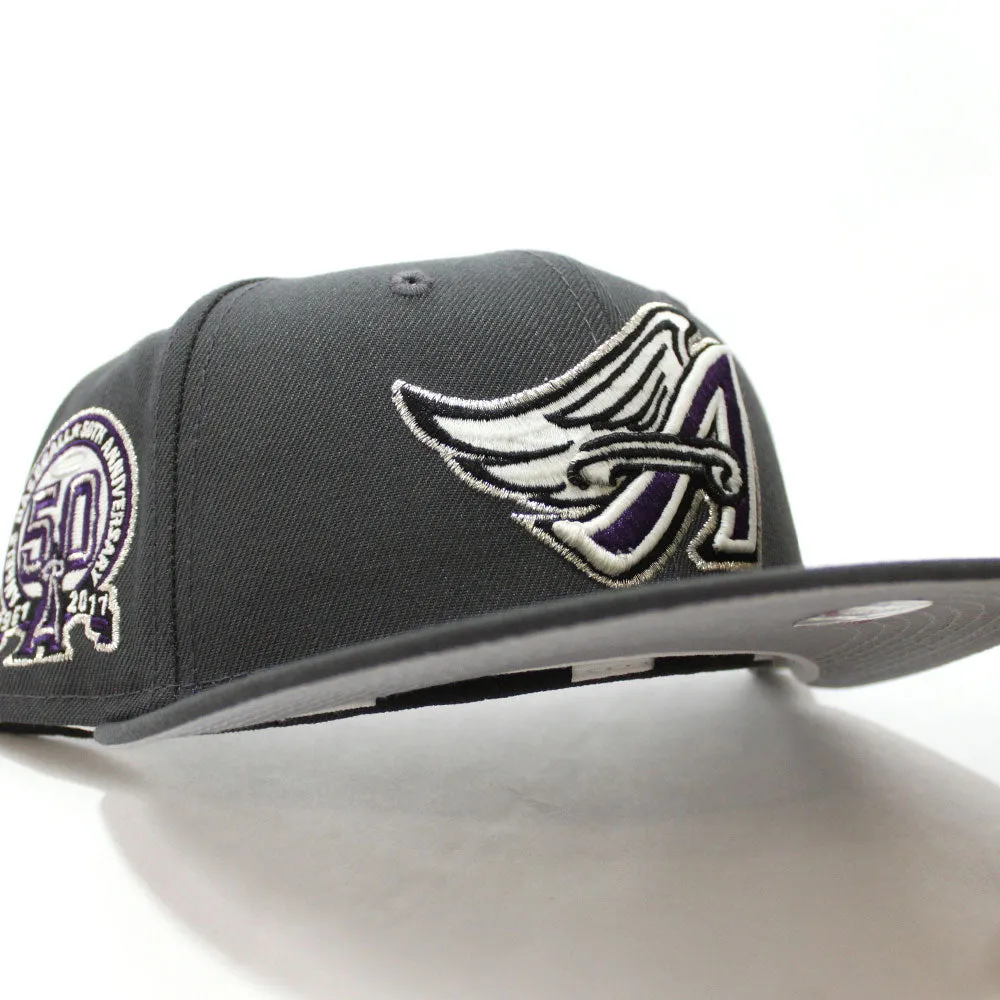 Anaheim Angels 50th Anniversary New Era 59Fifty Fitted Hat (Glow in the Dark Graphite Purple Grey Under Brim)