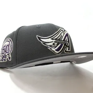 Anaheim Angels 50th Anniversary New Era 59Fifty Fitted Hat (Glow in the Dark Graphite Purple Grey Under Brim)