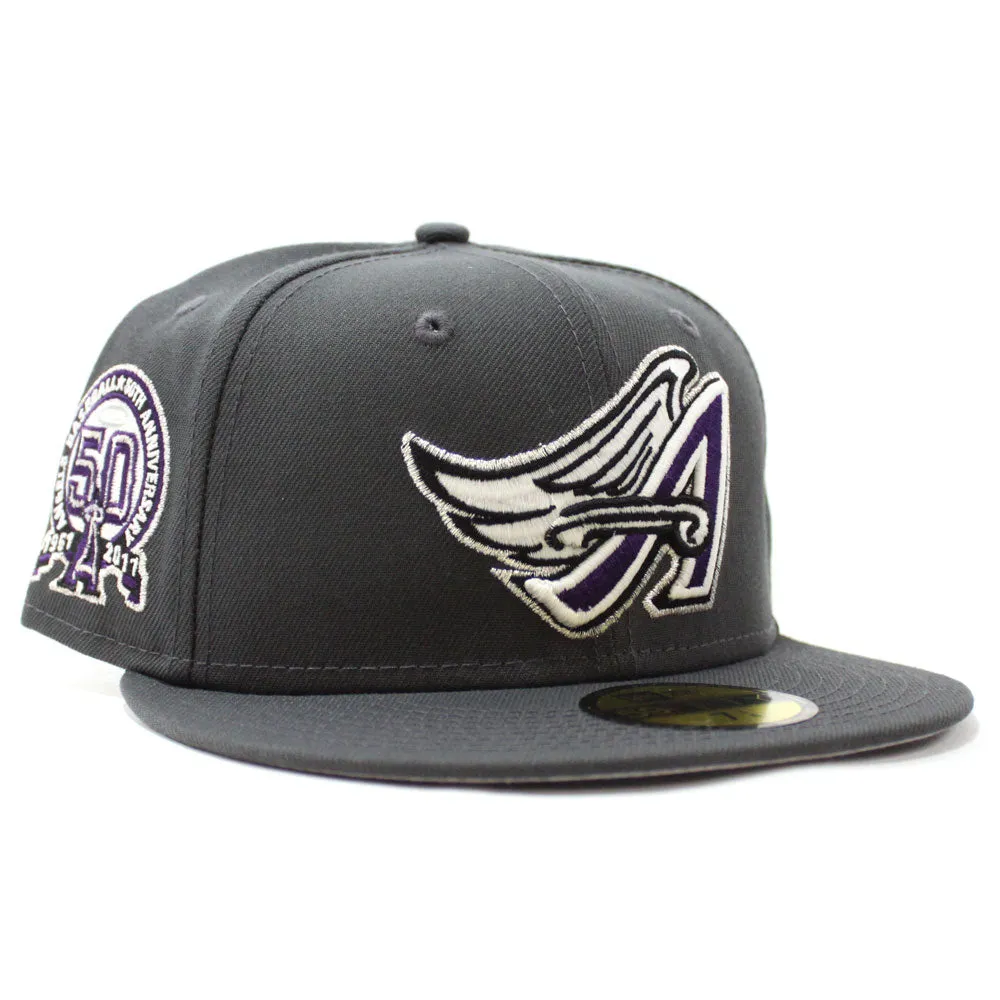 Anaheim Angels 50th Anniversary New Era 59Fifty Fitted Hat (Glow in the Dark Graphite Purple Grey Under Brim)