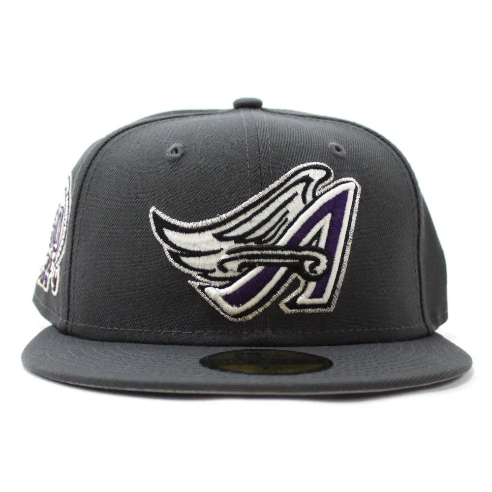 Anaheim Angels 50th Anniversary New Era 59Fifty Fitted Hat (Glow in the Dark Graphite Purple Grey Under Brim)