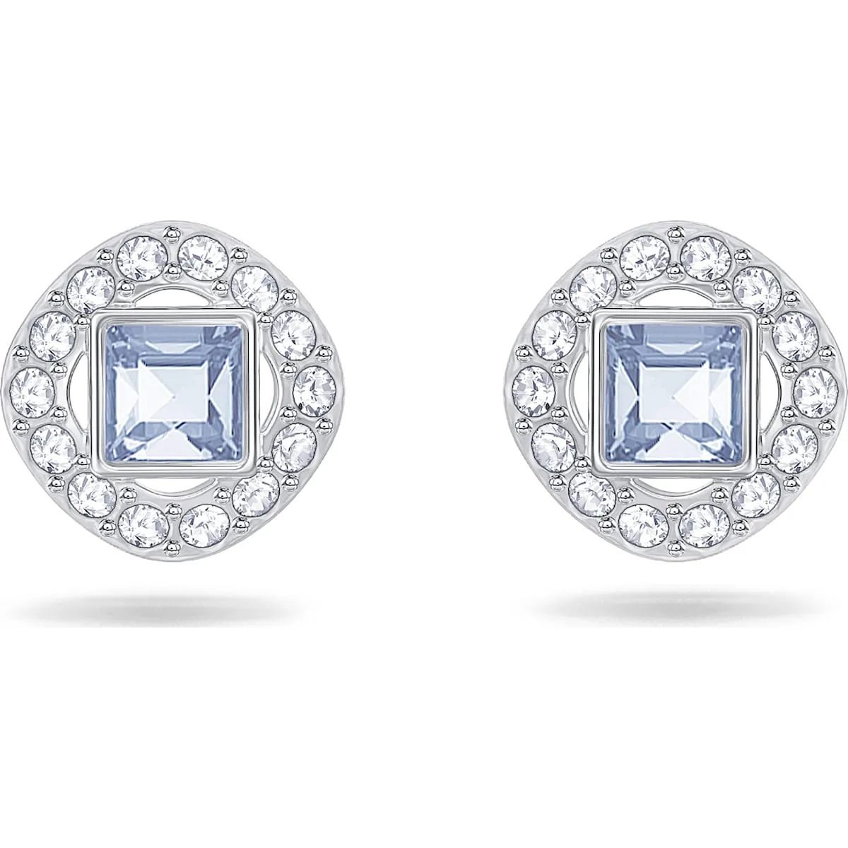 Angelic-stud-earrings, Square, Blue, Rhodium plated
 5352048