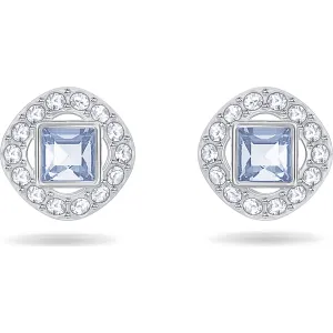 Angelic-stud-earrings, Square, Blue, Rhodium plated
 5352048
