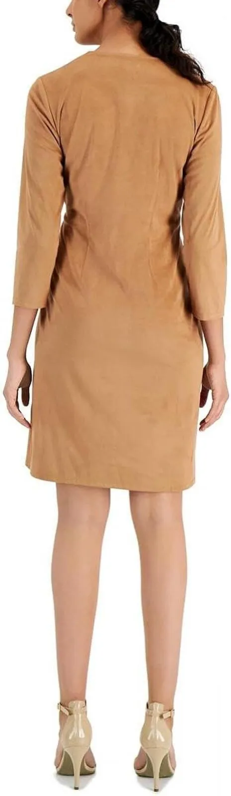 Anne Klein Womens Faux Suede Knee Length Wrap Dress 10849273