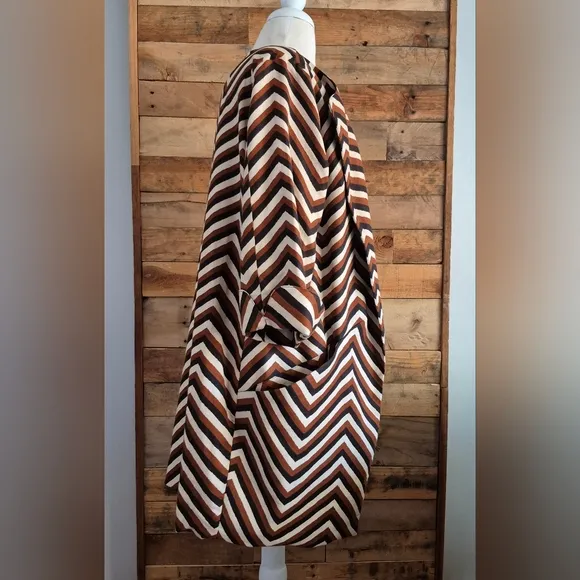 Anthropologie Eva Franco Chevron Striped Open Cardigan Swing Duster Car Coat