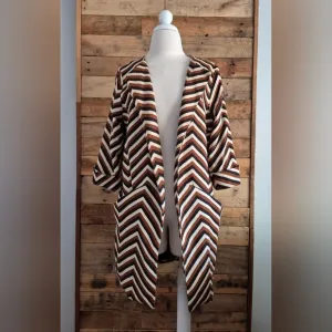 Anthropologie Eva Franco Chevron Striped Open Cardigan Swing Duster Car Coat
